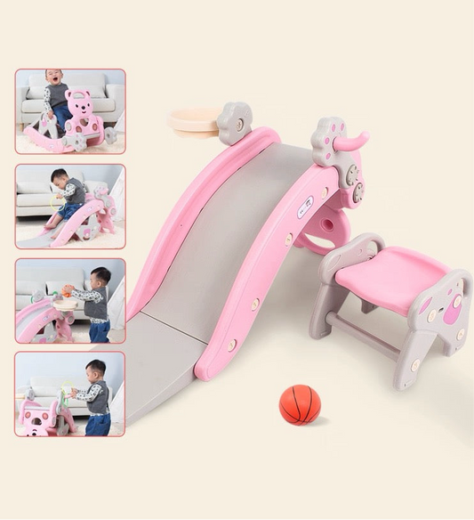 3-in-1 Kinder Schaukel- & Rutschfahrzeug – Bärchen Desig