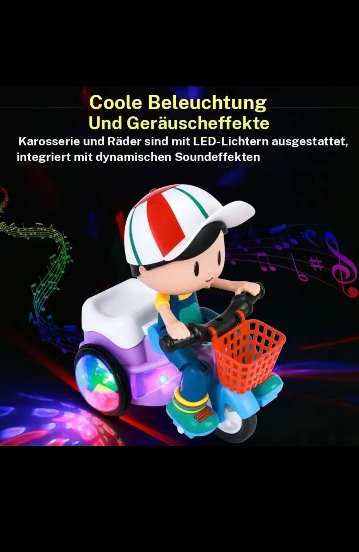 Disco-Biker: Das leuchtende Musik-Motorrad für Kinder
